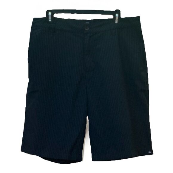 Quiksilver Other - Quiksilver Pinstripe Union Surplus Flat Front Shorts Mens 34 Black Surfer Preppy